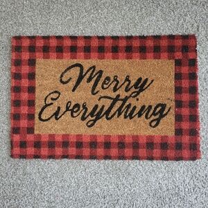Festive Red and Black Plaid Doormat